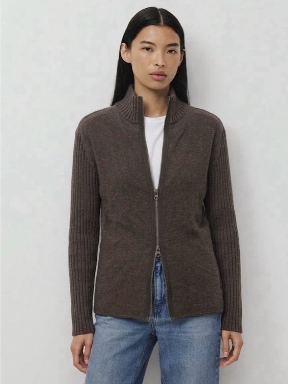 Kuhl Women's Zip-Front Knit Sweater Jacket - Brown Wool Blend